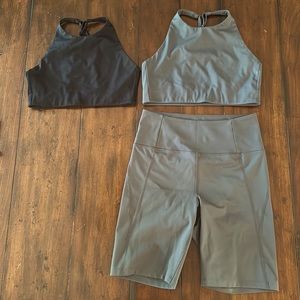 Girlfriend collective sports bras & matching bike shorts